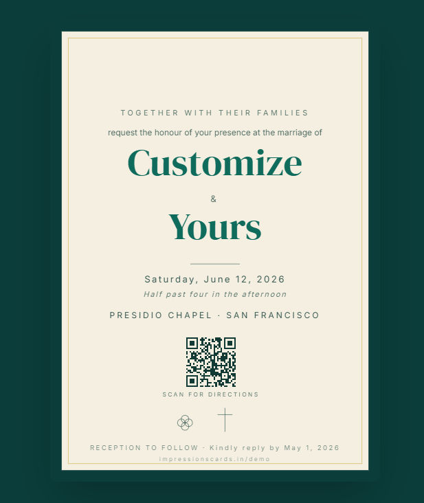 Live preview of a customised wedding invitation on screen